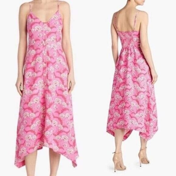 A.L.C.Marissa Pink Floral Print Midi Dress Women Size 0 - Picture 1 of 13